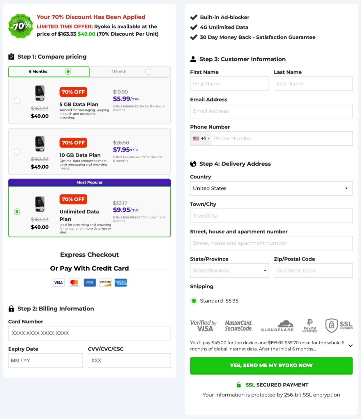 Ryoko Pro checkout page